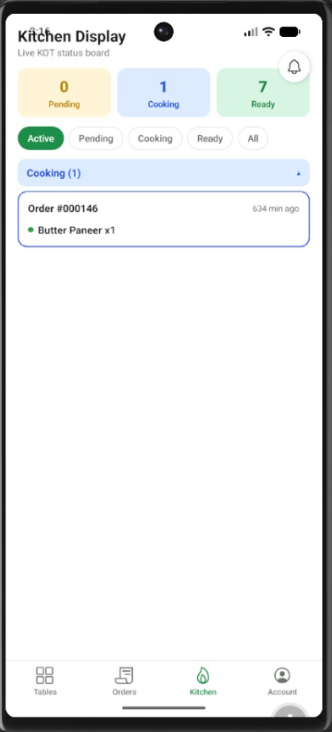 CurryCloud mobile app kitchen display